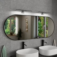 HD Kylie Black 150x60 cm széles fürdőszobai ovális fali tükör, matt fekete színű alumínium kerettel és LED lámpával
