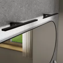 HD Kylie Black 150x60 cm széles fürdőszobai ovális fali tükör, matt fekete színű alumínium kerettel és LED lámpával