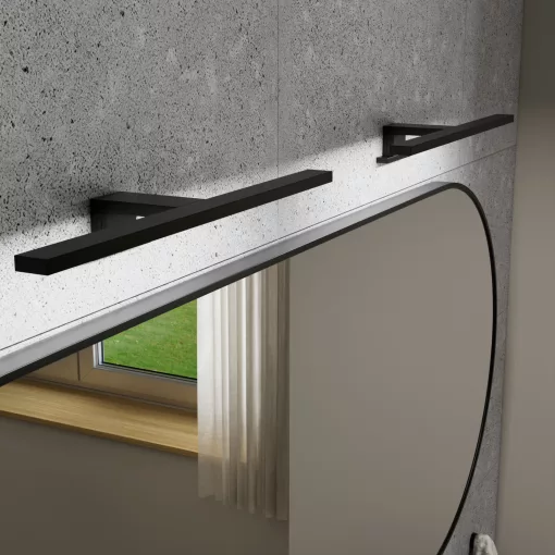 HD Kylie Black 150x60 cm széles fürdőszobai ovális fali tükör, matt fekete színű alumínium kerettel és LED lámpával