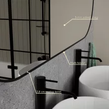 HD Kylie Black 150x60 cm széles fürdőszobai ovális fali tükör, matt fekete színű alumínium kerettel és LED lámpával