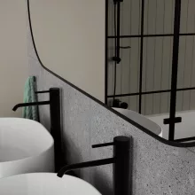 HD Kylie Black 150x60 cm széles fürdőszobai ovális fali tükör, matt fekete színű alumínium kerettel
