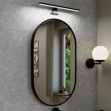 HD Kylie Black 45x76 cm széles fürdőszobai ovális fali tükör, fekete színű alumínium kerettel és LED lámpával