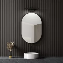 HD Kylie Black 60 cm széles fürdőszobai ovális fali tükör, fekete színű alumínium kerettel és LED lámpával