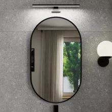 HD Kylie Black 45x76 cm széles fürdőszobai ovális fali tükör, fekete színű alumínium kerettel és LED lámpával