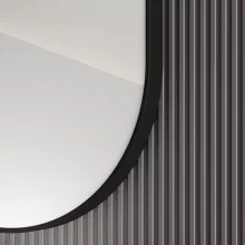 HD Kylie Black 60 cm széles fürdőszobai ovális fali tükör, fekete színű alumínium kerettel és LED lámpával