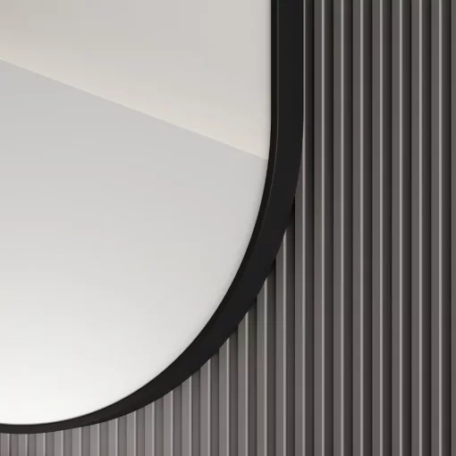 HD Kylie Black 60 cm széles fürdőszobai ovális fali tükör, fekete színű alumínium kerettel és LED lámpával