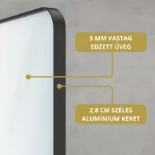 HD Kylie Black 60 cm széles fürdőszobai ovális fali tükör, fekete színű alumínium kerettel és LED lámpával