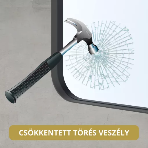HD Kylie Black 60 cm széles fürdőszobai ovális fali tükör, fekete színű alumínium kerettel és LED lámpával