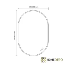 HD Kylie Black 60 cm széles fürdőszobai ovális fali tükör, fekete színű alumínium kerettel és LED lámpával