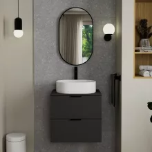 HD Kylie Black 45x76 cm széles fürdőszobai ovális fali tükör, fekete színű alumínium kerettel