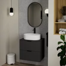 HD Kylie Black 45x76 cm széles fürdőszobai ovális fali tükör, fekete színű alumínium kerettel