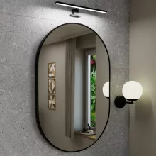HD Kylie Black 60x90 cm széles fürdőszobai ovális fali tükör, fekete színű alumínium kerettel és LED lámpával