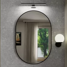 HD Kylie Black 60x90 cm széles fürdőszobai ovális fali tükör, fekete színű alumínium kerettel és LED lámpával