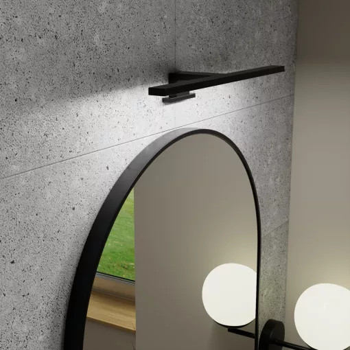 HD Kylie Black 60x90 cm széles fürdőszobai ovális fali tükör, fekete színű alumínium kerettel és LED lámpával
