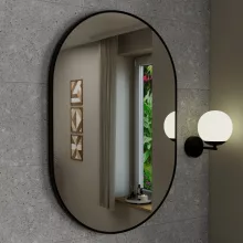 HD Kylie Black 60x90 cm széles fürdőszobai ovális fali tükör, fekete színű alumínium kerettel