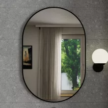 HD Kylie Black 60x90 cm széles fürdőszobai ovális fali tükör, fekete színű alumínium kerettel