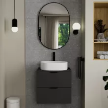 HD Kylie Black 60x90 cm széles fürdőszobai ovális fali tükör, fekete színű alumínium kerettel