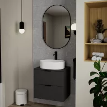 HD Kylie Black 60x90 cm széles fürdőszobai ovális fali tükör, fekete színű alumínium kerettel