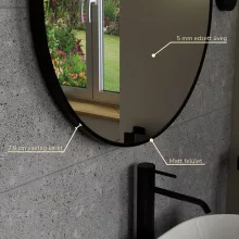 HD Kylie Black 60x90 cm széles fürdőszobai ovális fali tükör, fekete színű alumínium kerettel