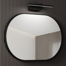HD Kylie Black 90 cm széles fürdőszobai ovális fali tükör, fekete színű alumínium kerettel és LED lámpával