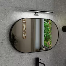 HD Kylie Black 76x45 cm széles fürdőszobai ovális fali tükör, fekete színű alumínium kerettel és LED lámpával