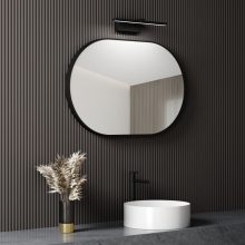 HD Kylie Black 90 cm széles fürdőszobai ovális fali tükör, fekete színű alumínium kerettel és LED lámpával