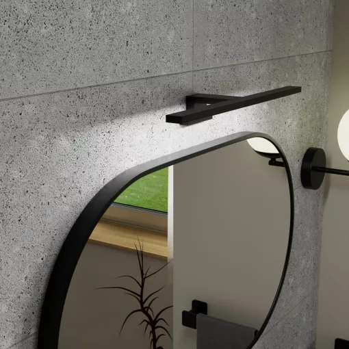 HD Kylie Black 76x45 cm széles fürdőszobai ovális fali tükör, fekete színű alumínium kerettel és LED lámpával