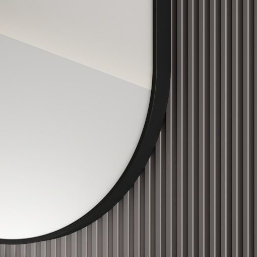 HD Kylie Black 90 cm széles fürdőszobai ovális fali tükör, fekete színű alumínium kerettel és LED lámpával
