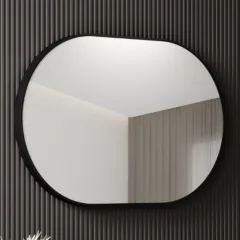   HD Kylie Black 76/90 cm széles fürdőszobai ovális fali tükör, fekete színű alumínium kerettel