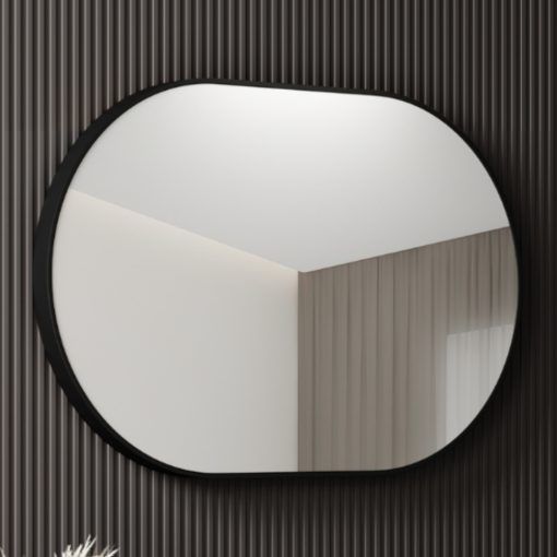 HD Kylie Black 90 cm széles fürdőszobai ovális fali tükör, fekete színű alumínium kerettel