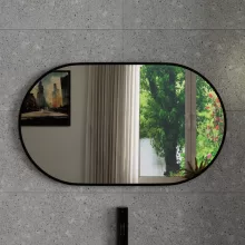 HD Kylie Black 76x45 cm széles fürdőszobai ovális fali tükör, fekete színű alumínium kerettel
