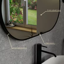 HD Kylie Black 76x45 cm széles fürdőszobai ovális fali tükör, fekete színű alumínium kerettel