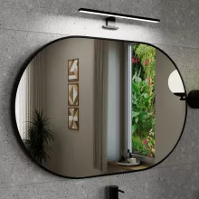 HD Kylie Black 90x60 cm széles fürdőszobai ovális fali tükör, fekete színű alumínium kerettel és LED lámpával
