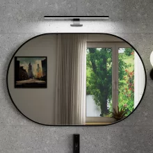 HD Kylie Black 90x60 cm széles fürdőszobai ovális fali tükör, fekete színű alumínium kerettel és LED lámpával