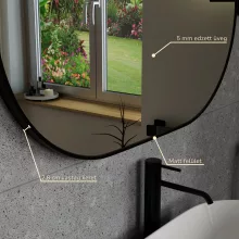 HD Kylie Black 90x60 cm széles fürdőszobai ovális fali tükör, fekete színű alumínium kerettel és LED lámpával