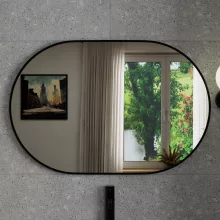 HD Kylie Black 90x60 cm széles fürdőszobai ovális fali tükör, fekete színű alumínium kerettel
