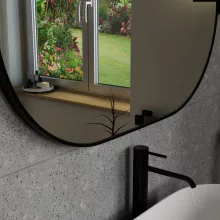 HD Kylie Black 90x60 cm széles fürdőszobai ovális fali tükör, fekete színű alumínium kerettel