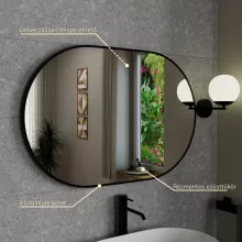 HD Kylie Black 90x60 cm széles fürdőszobai ovális fali tükör, fekete színű alumínium kerettel