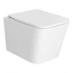   HD River Matt White perem nélküli mély öblítésű szögletes fali WC slim "S" tetővel és matt fehér zsanérral