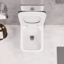 HD River Matt White perem nélküli mély öblítésű szögletes fali WC slim "S" tetővel és matt fehér zsanérral