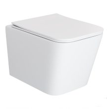 HD River Matt White perem nélküli mély öblítésű szögletes fali WC tető nélkül