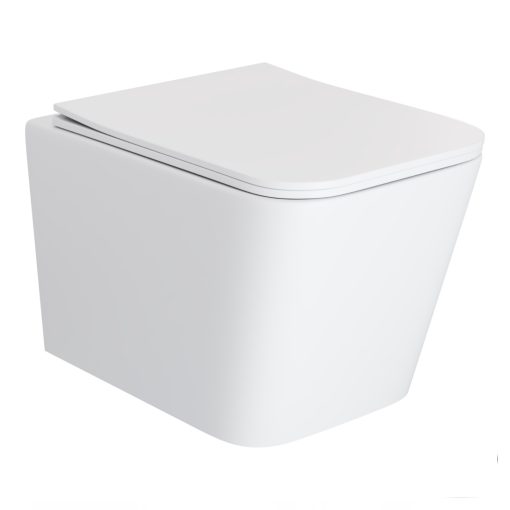 HD River Matt White perem nélküli mély öblítésű szögletes fali WC tető nélkül