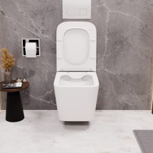 HD River Matt White perem nélküli mély öblítésű szögletes fali WC tető nélkül