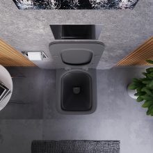 HD River Matt Antracit perem nélküli mély öblítésű szögletes fali WC slim "S" tetővel és fényes króm zsanérral