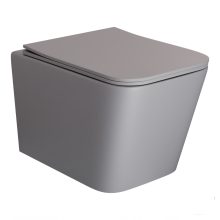 HD River Matt Grey perem nélküli mély öblítésű szögletes fali WC slim "S" tetővel és fényes króm zsanérral