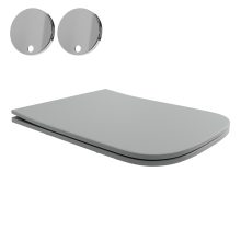 HD River Matt Grey perem nélküli mély öblítésű szögletes fali WC slim "S" tetővel és fényes króm zsanérral