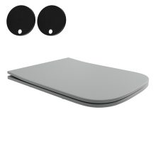 HD River Matt Grey perem nélküli mély öblítésű szögletes fali WC slim "S" tetővel és matt fekete zsanérral