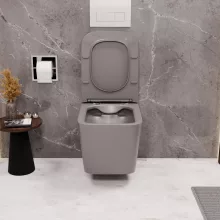 HD River Matt Grey perem nélküli mély öblítésű szögletes fali WC tető nélkül