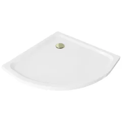   HD Slim 80x80/90x90 íves lapos akril zuhanytálca, 5 cm magas, arany szifonnal