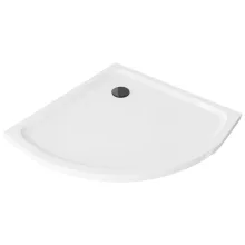 HD Slim 90x90 íves lapos akril zuhanytálca, 5 cm magas, fekete szifonnal